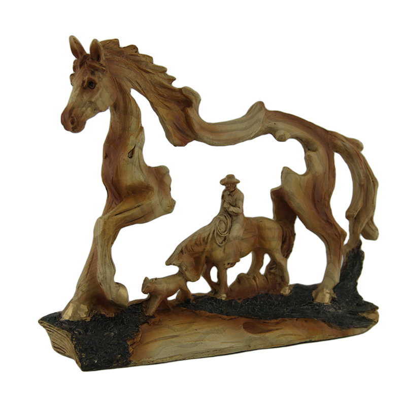 Sculpture de cowboy dans un cheval ajouré