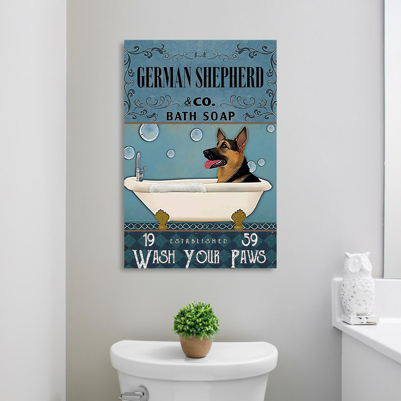 " German Shepherd Bath Soap 2 ", 36" H x 24" W x 1.25" D