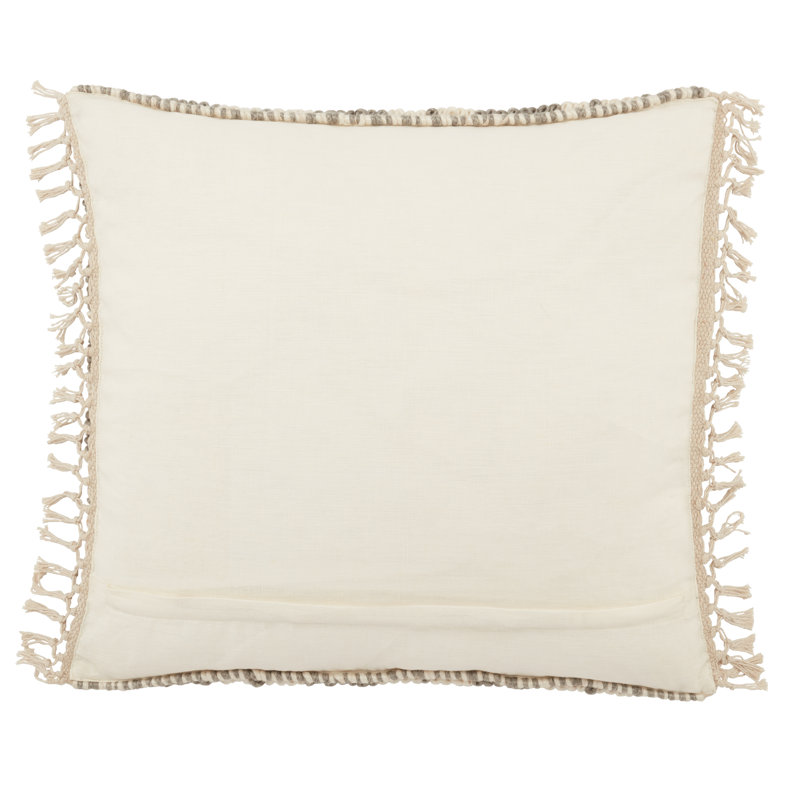 Oakleaf Chevron Polyester,Wool,Cotton Blend Throw Pillow, Gray/Cream, Polyester/Polyfill