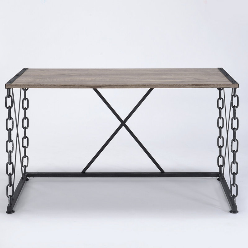 Bureau rustique en chêne rustique et noir antique