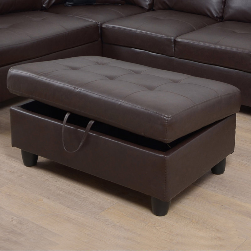 Thoedore 103'' Faux Leather Sofa, Brown Faux Leather, Right Facing