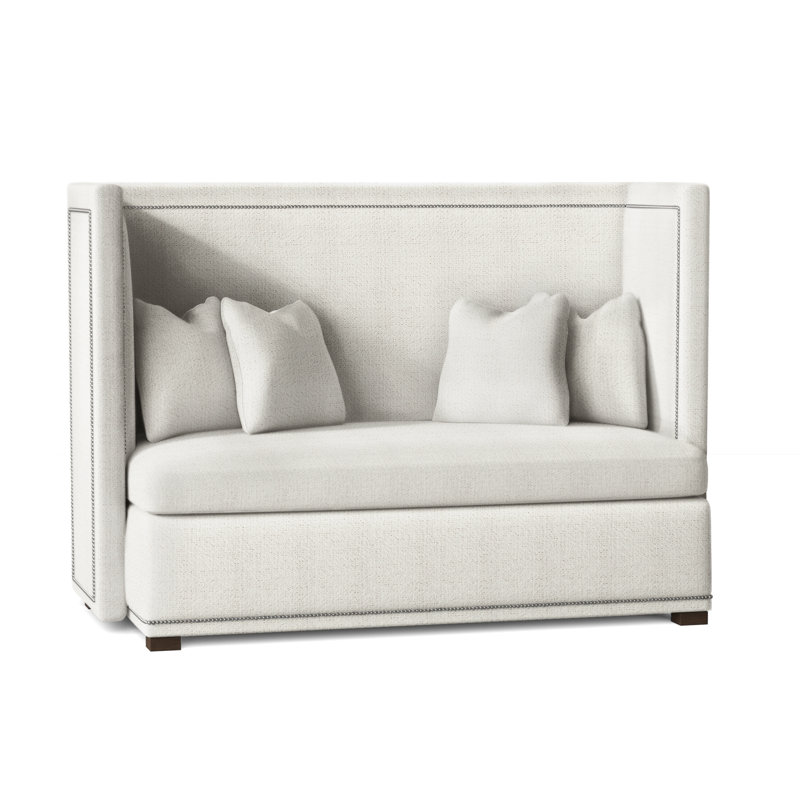 Marcourt Upholstered 73'' Banquette, Molasses, Bright Nickel, Blue Grey Velvet 1428-041