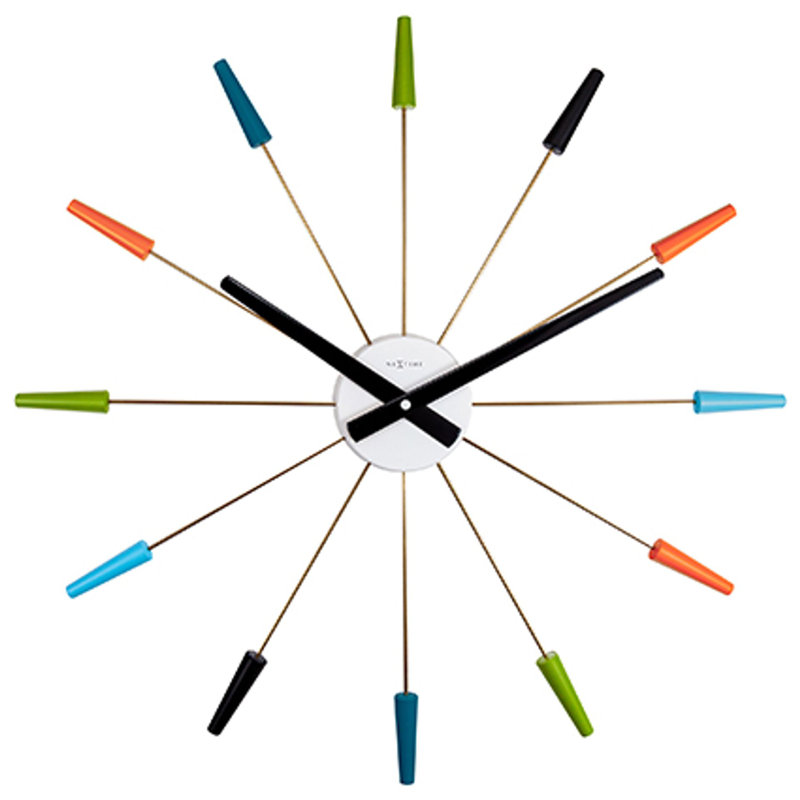 Metal Wall Clock, Orange/Blue/Green/Black