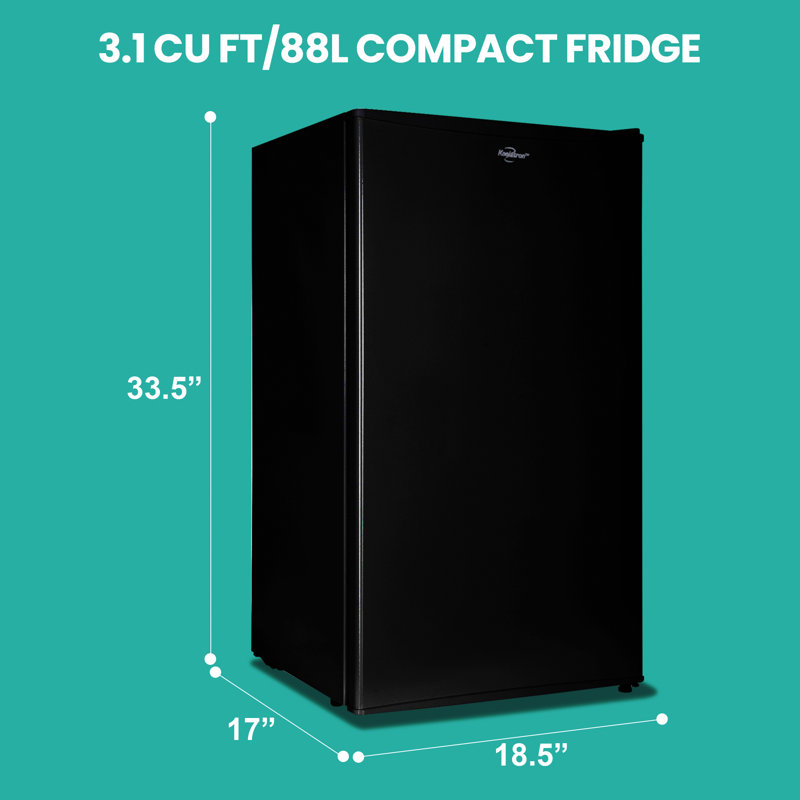 Koolatron Compact Fridge with Freezer, 3.2 Cu Ft, Black