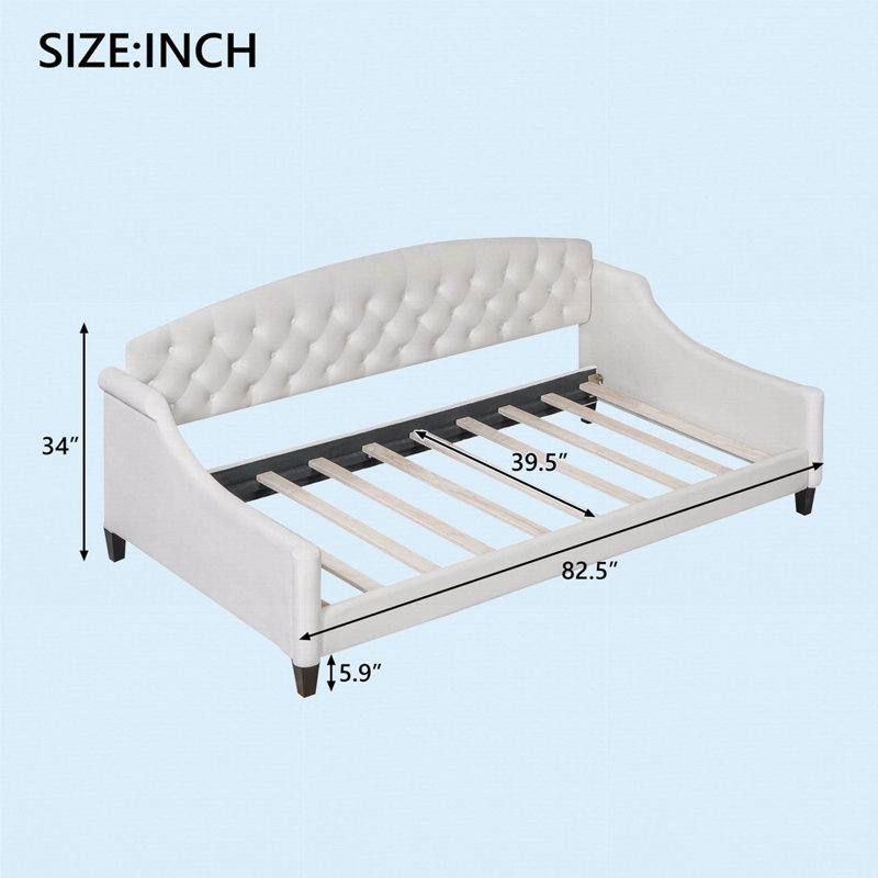 Modern Luxury Tufted Button Daybed, Beige, Twin