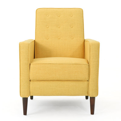 Button Tufted Upholstered Manual Push-Back Recliner