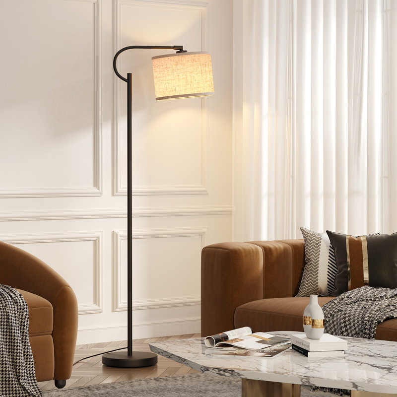Lampe sur pied arquée 63 "avec ampoule, Noir