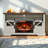 60 Inch Electric Fireplace  Entertainment Center With Door Sensor-Jasmine white color-1310185381