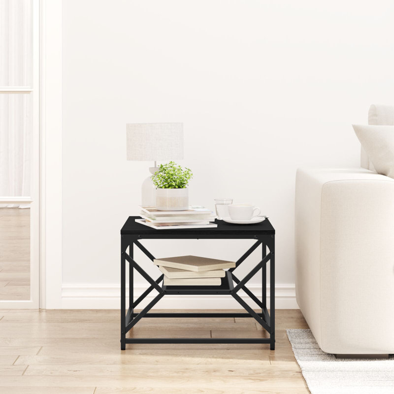 Coffee Table with Storage, Black Oak