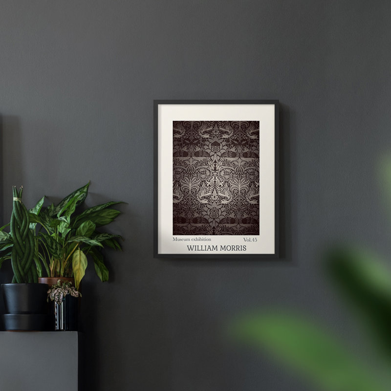 William Morris, reproduction encadrée LIX, Noir, H 14 po x l 11 po