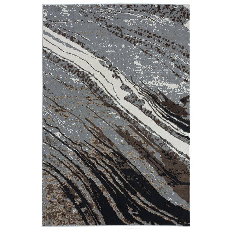 Tapis gris / noir Abeyta, Rectangle 4 pi x 6 pi