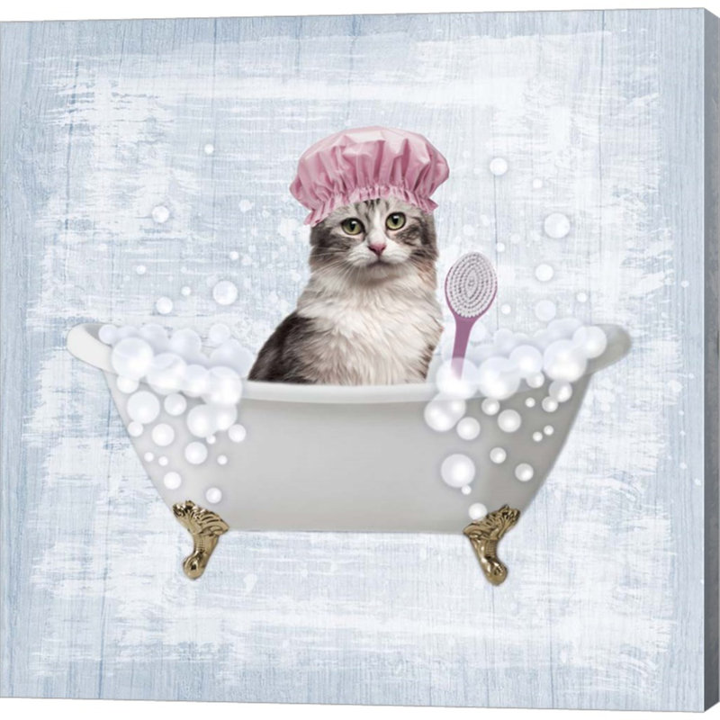 «Fun Kitty Bath 1» par Marcus Prime, impression sur toile non encadrée