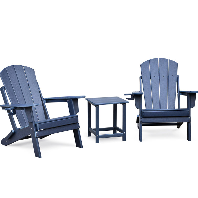 Alice All - Weather Folding Chair And Table , Patio Lawn For Outdoor Recreation, Navy Blue, Heat , Stackable Small Gardens Of 2, Garden, Backyard, Balcony, Ergonomic Design, Water Resistance
