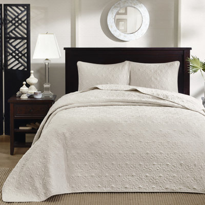 Couvre-lit réversible pleine grandeur crème - surdimensionné pour un look doux au coton prélavé, texture luxueuse traitée, rembourrage confortable, traitement, lavable