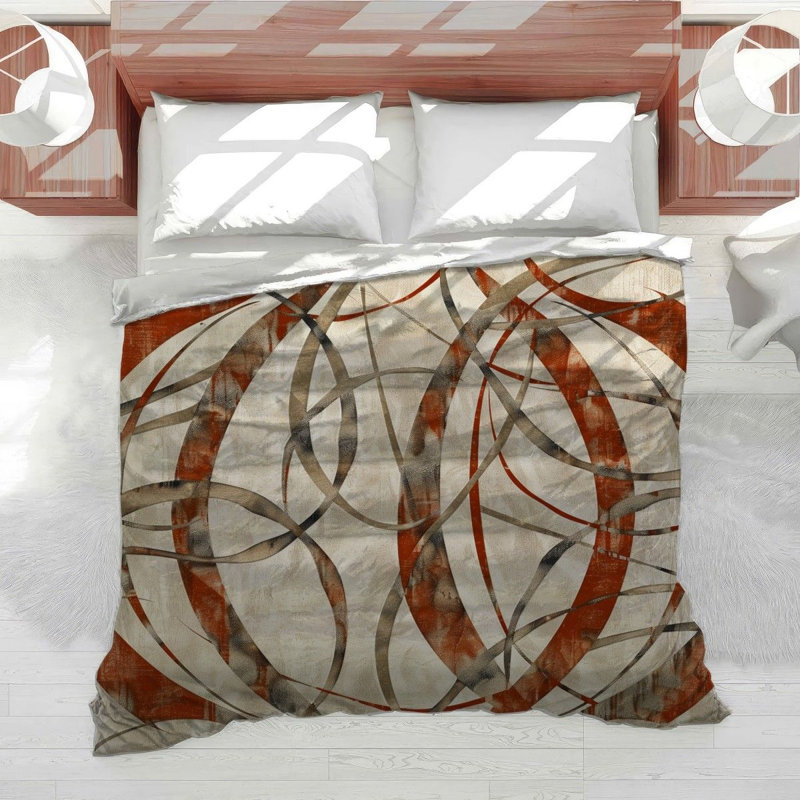Abstract Curves Cotton Blend Abstract Comforter, King Comforter
