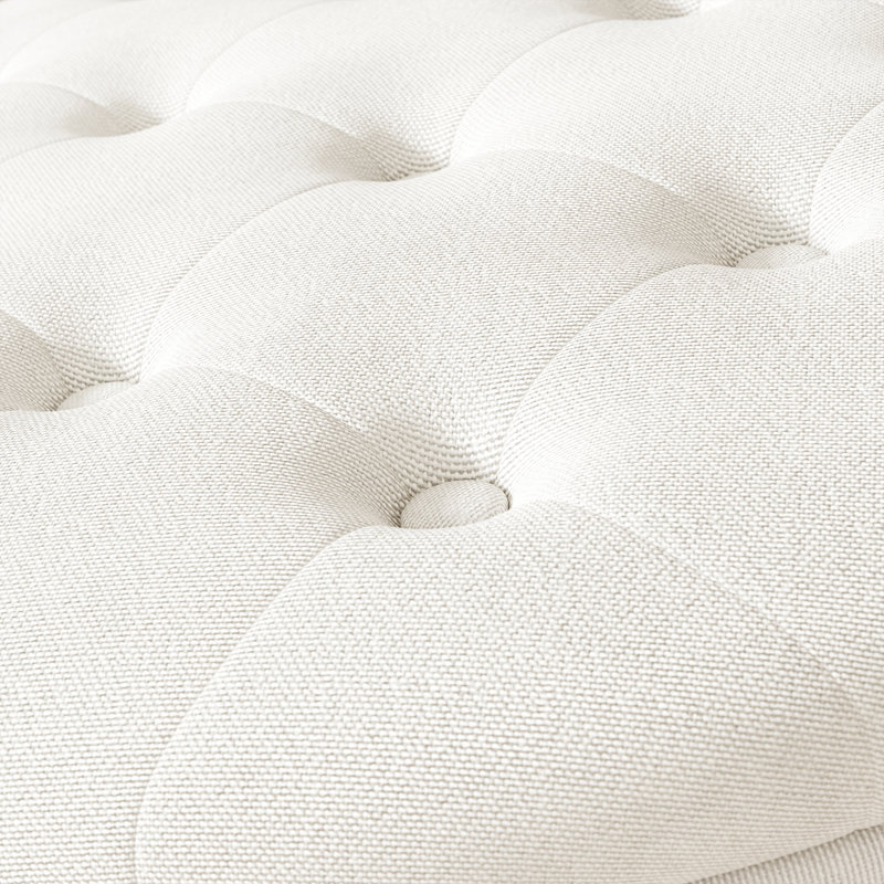 Winston Porter Upholstered Ottoman with Storage, Beige Linen Blend