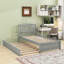 Lit plateforme simple en bois avec lit gigogne simple et tête de lit-1296659247