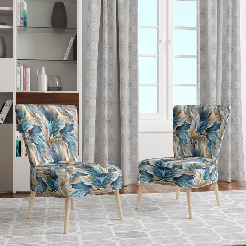 Chaise d'appoint rembourrée bleue et blanche Serenity