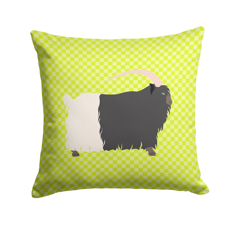 Necked Goat Check Outdoor Throw Pillow, Green, 14" x 14"