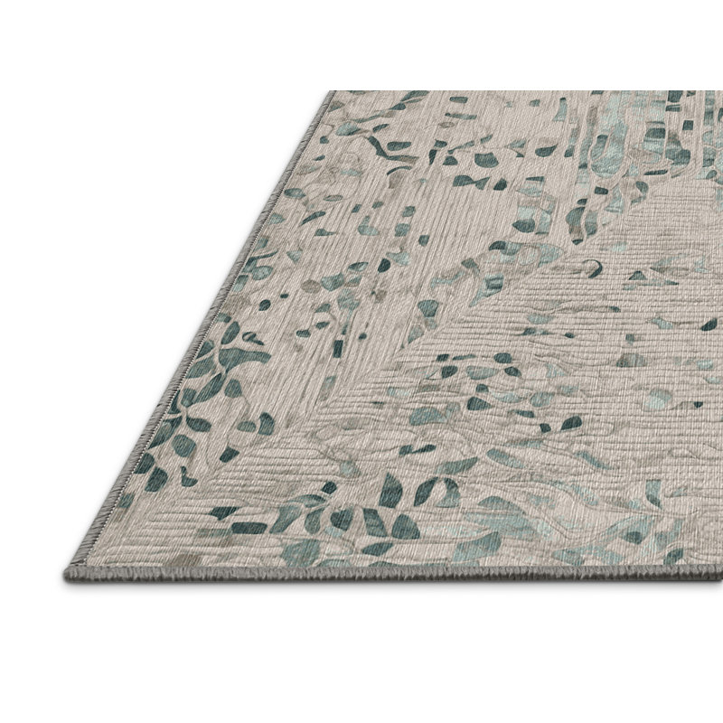 Machine Washable Gray Area Rug, Rectangle 7' x 9'