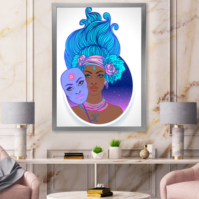 " Portrait Of Afro American Woman With Blue Hair II "