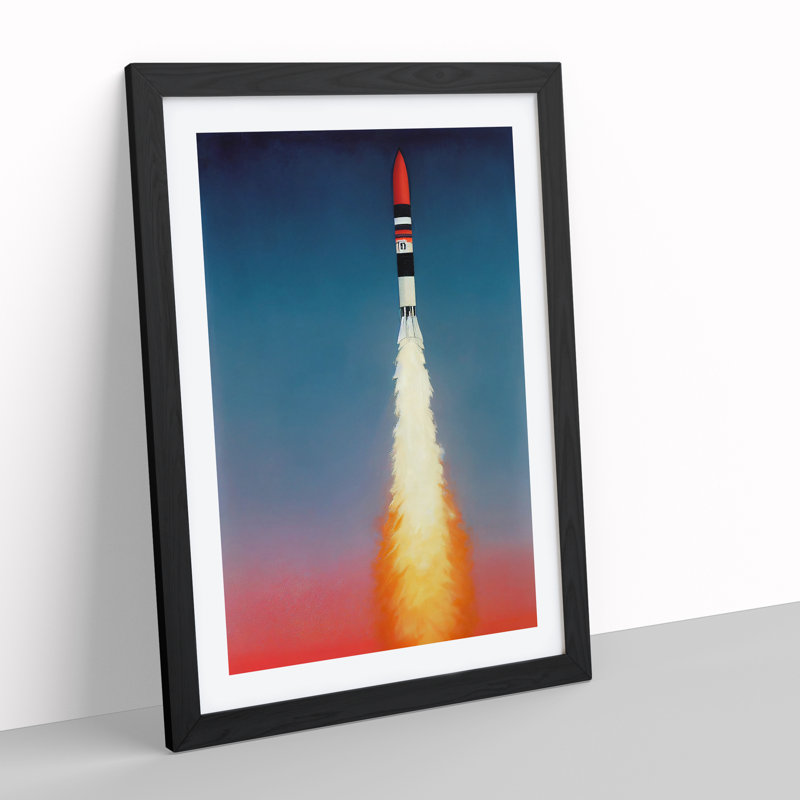 XV1022-4004X Spaceship Rocket In Flight No.1 - Single Picture Frame Print, Black, 34cm H x 25cm W x 2cm D