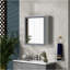 Armoire à pharmacie avec miroir Kleankin, armoire de salle de bain murale avec miroir 27 po x 30 po, armoire de salle de bain murale avec rangement, portes doubles et 2 tablettes réglables, blanc