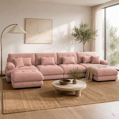 Canapé modulaire à combinaison libre, canapé en forme de U pour le salon, canapé confortable à 4 places avec 2 repose-pieds, chenille