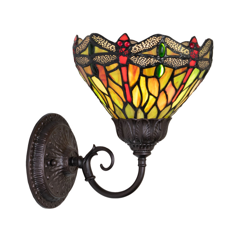 1 - Light Armed Sconce, Green/Red/Orange/Clear