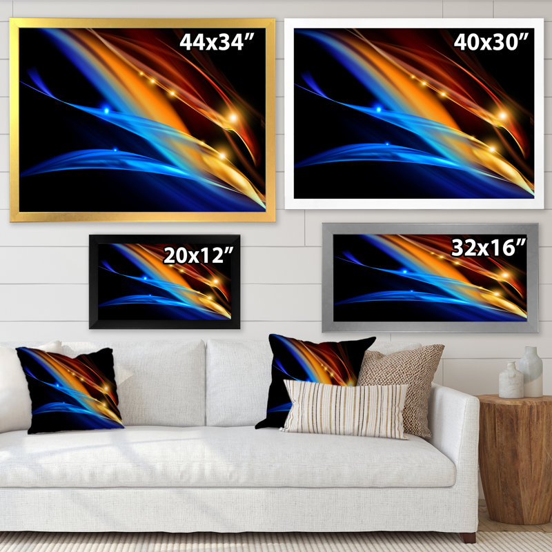 «Colorful Fractal Fire and Water Fusion III» - décoration murale moderne en toile, H 34 po x l 44 po x P 1,5 po