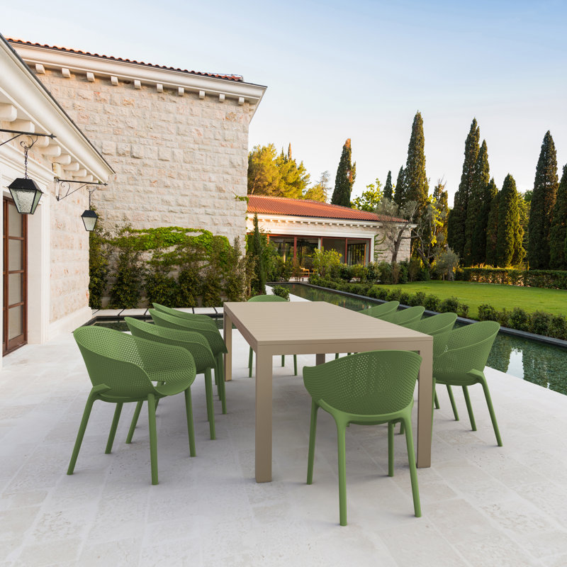 Farrah Stacking Patio Dining Armchair, Olive Green