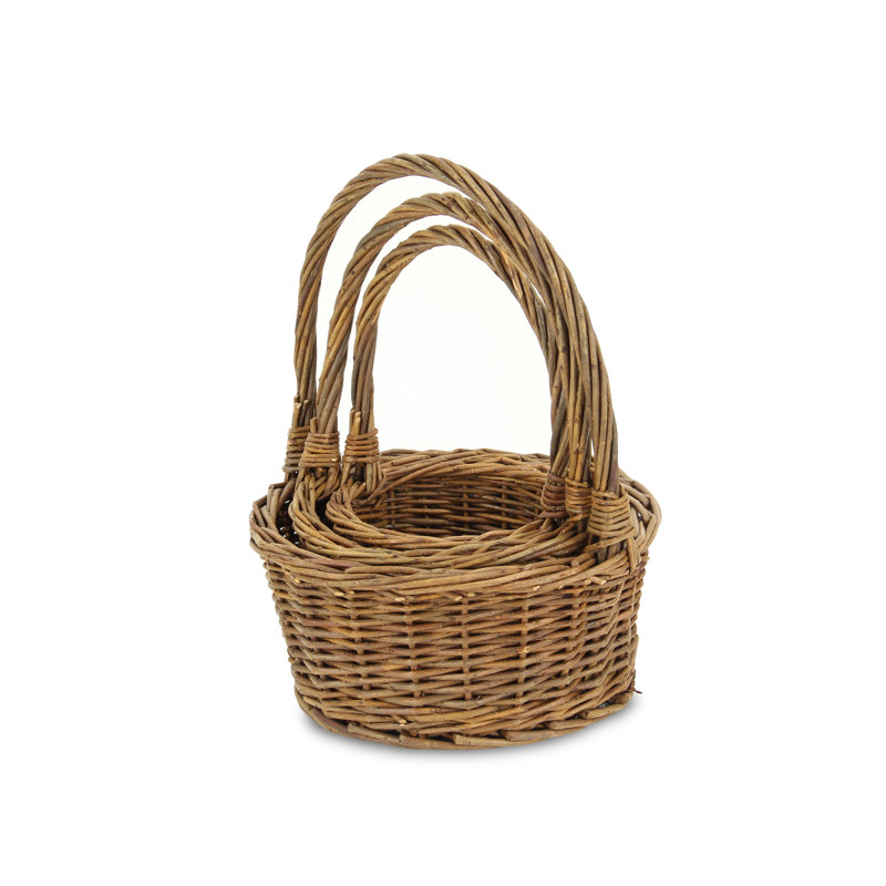 Ensemble de paniers 3 pièces en osier, Marron foncé