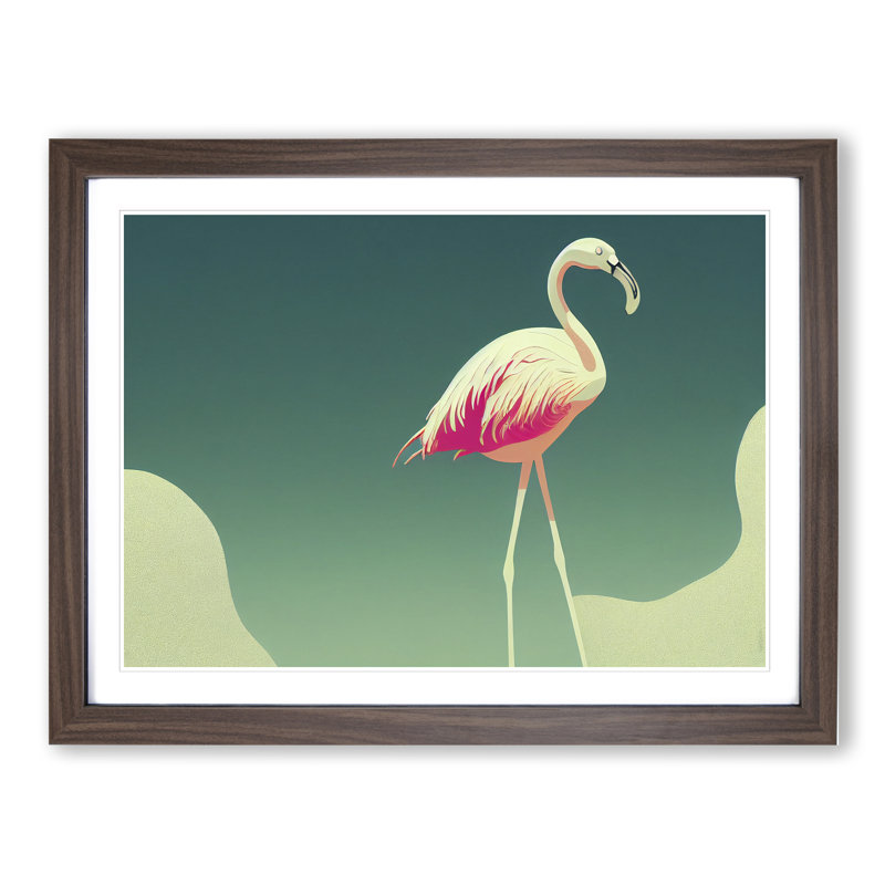 Astonishing Flamingo - Single Picture Frame Print, Walnut Framed, 46cm H x 64cm W x 2cm D