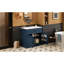 Meuble-lavabo de luxe 36 po avec lavabo rectangulaire en céramique, armoire à deux portes, tablettes réglables à plusieurs trous, mécanisme de fermeture en douceur, finition brillante, idéal pour le rangement-110333086