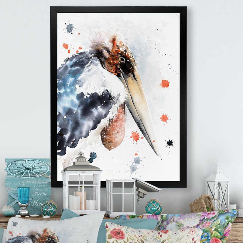 «Abstract Portrait of Marabou Stork», reproduction d'art sur toile encadrée, H 20 po x l 12 po x P 1 po, Cadre photo noir