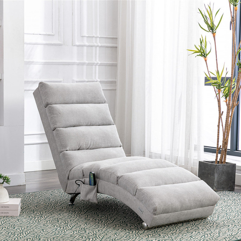 Linen Massage Chaise Lounge Indoor with Remote Control,Ergonomic Electric Massage Long Lounger with 5 Modes for Office, Living Room,Bedroom ()