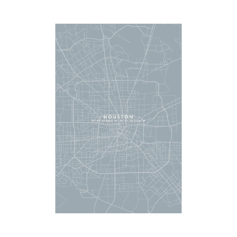 Houston City Map Simple Colour - Wrapped Canvas Print, 101.6 cm H x 66.04 cm W