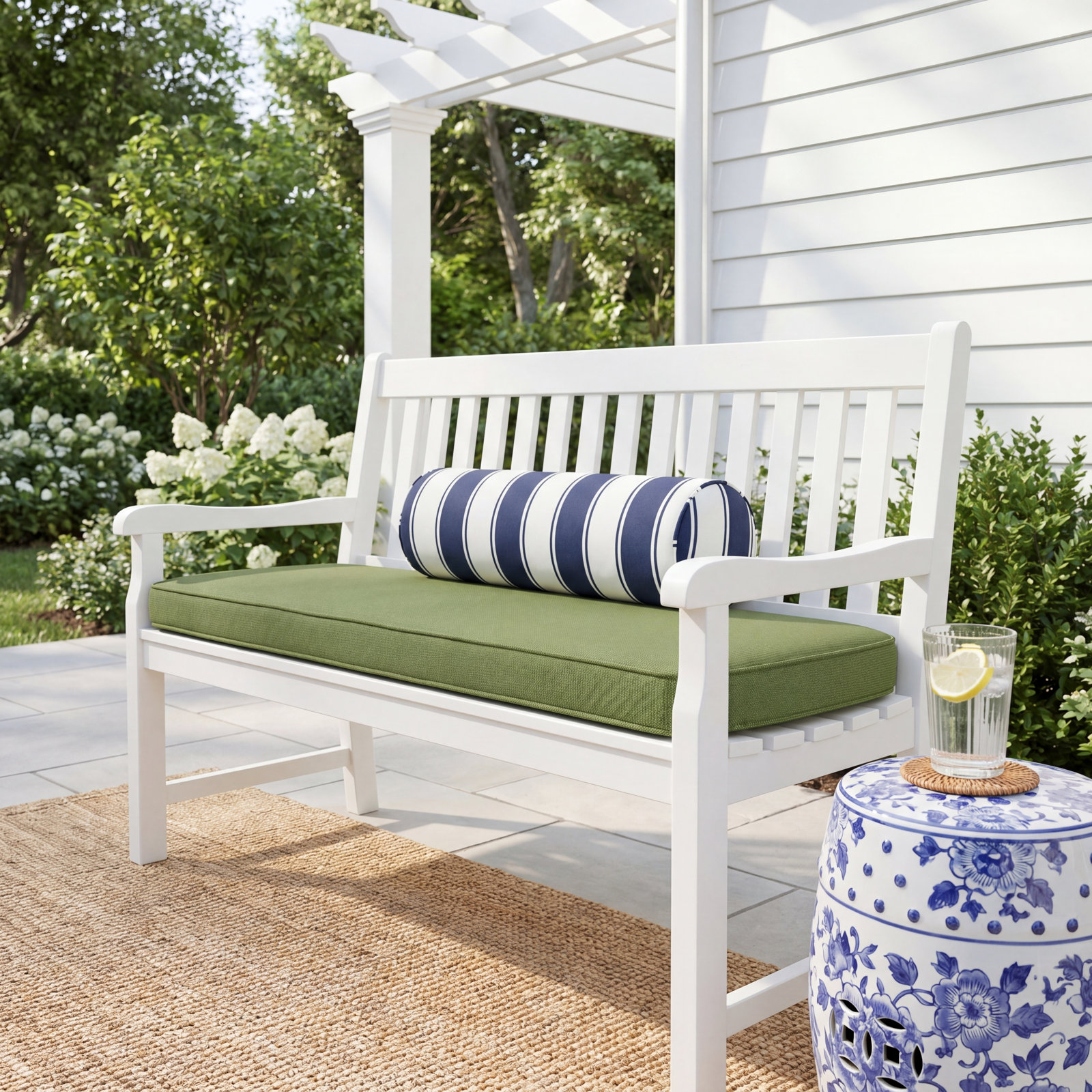 43" Sunbrella® Bench Cushion, Spectrum Cilantro Sunbrella® Plainweave