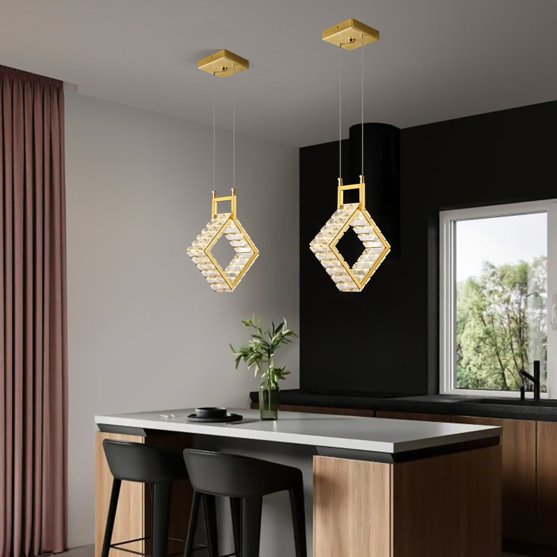 Mini-luminaire suspendu à DEL moderne pour îlot de cuisine pour salle à manger, salon, cuisine et bar (paquet de 1), Doré
