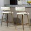 Tabouret de bar 26 po à hauteur de comptoir en velours côtelé avec dossier, base dorée et repose-pieds-1133478614