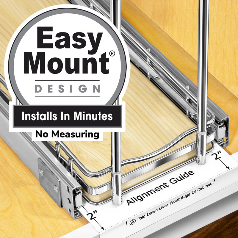 Expandable Chrome and Wood 2-Tier Pull-Out Spice Rack