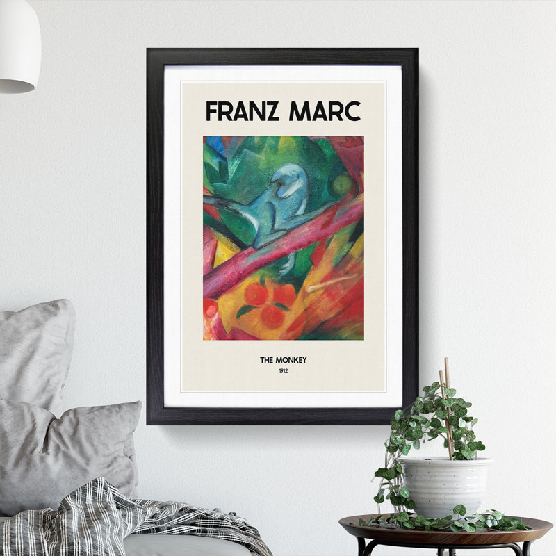 The Monkey by Franz Marc - Picture Frame Painting, Black Framed, 65cm H x 48cm W x 2cm D