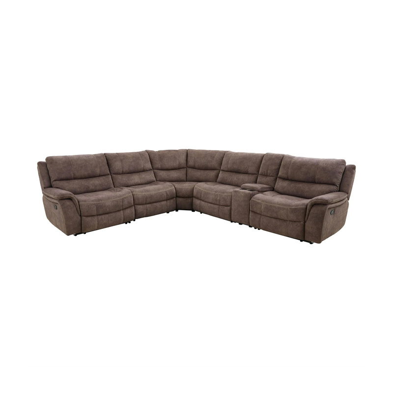 132.4" W Transitional Sectional, Dark Brown