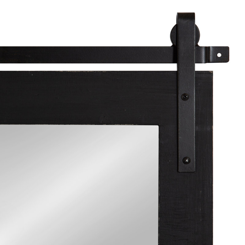 Dayanah Modern Farmhouse Distressed Accent Mirror, 30.25" x 24", Black