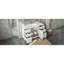 Meuble-lavabo autoportant blanc de 122 cm (48 po) en MDF avec comptoir, 7 tiroirs, 1 porte, lavabo en composite, charnières à fermeture douce et poignées en métal doré-816370892