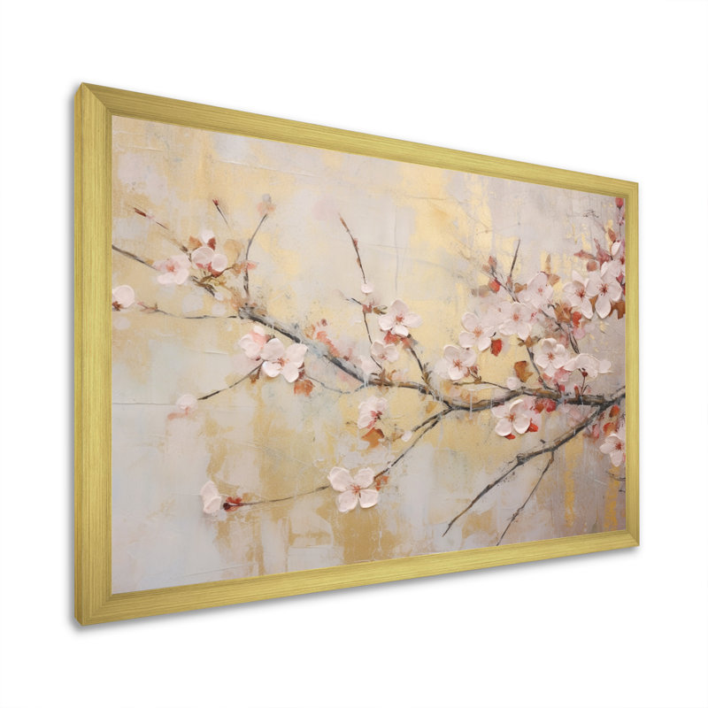 «Apple Blossom Harmony III», reproduction d'art sur toile, Cadre doré simple, H 16 po x l 32 po x P 1 po