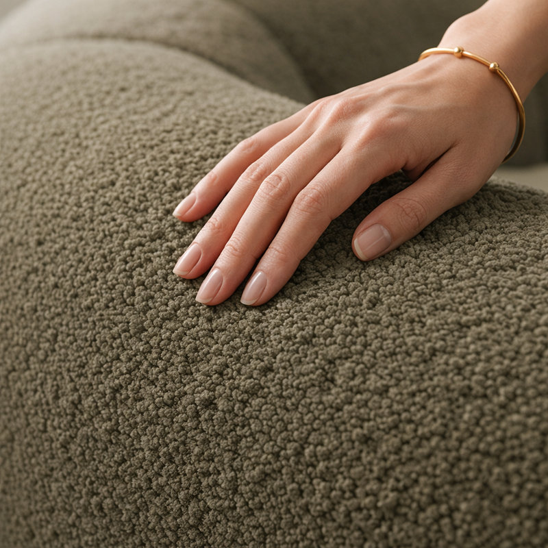 Causeuse modulaire incurvée de 92 po avec méridienne, siège à boucle profonde en sherpa, à compression, sans assemblage