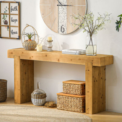 Console 63 po en bois massif - Table de ferme rustique pour entrée, couloir ou derrière le canapé, conception rectangulaire étroite