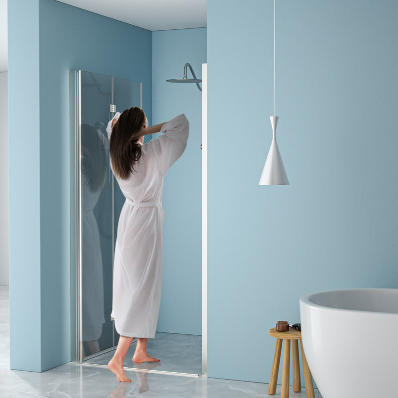 34"W X 72"H Tempered Glass Shower Door In Brushed Nickel - Water-, Adjustable, Gorgeous Finish With Graceful Line