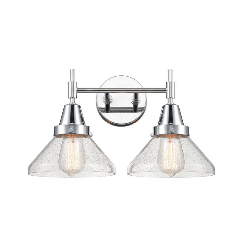 Éclairage de salle de bain à intensité variable 2 lumières Amede, Grainé, Nickel poli, Pas d'ampoule
